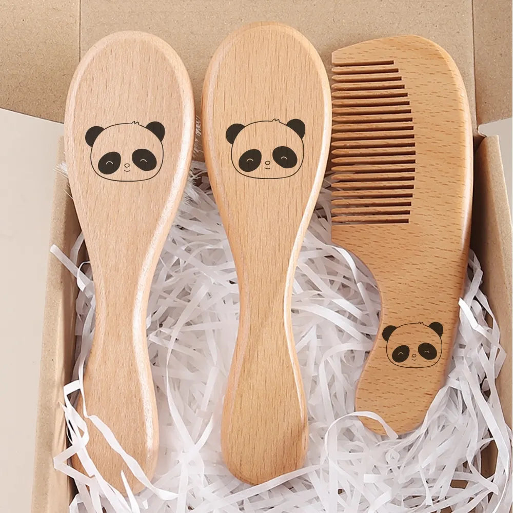 Saashi Custom Name Baby Hair Brush and Beechwood Comb Set