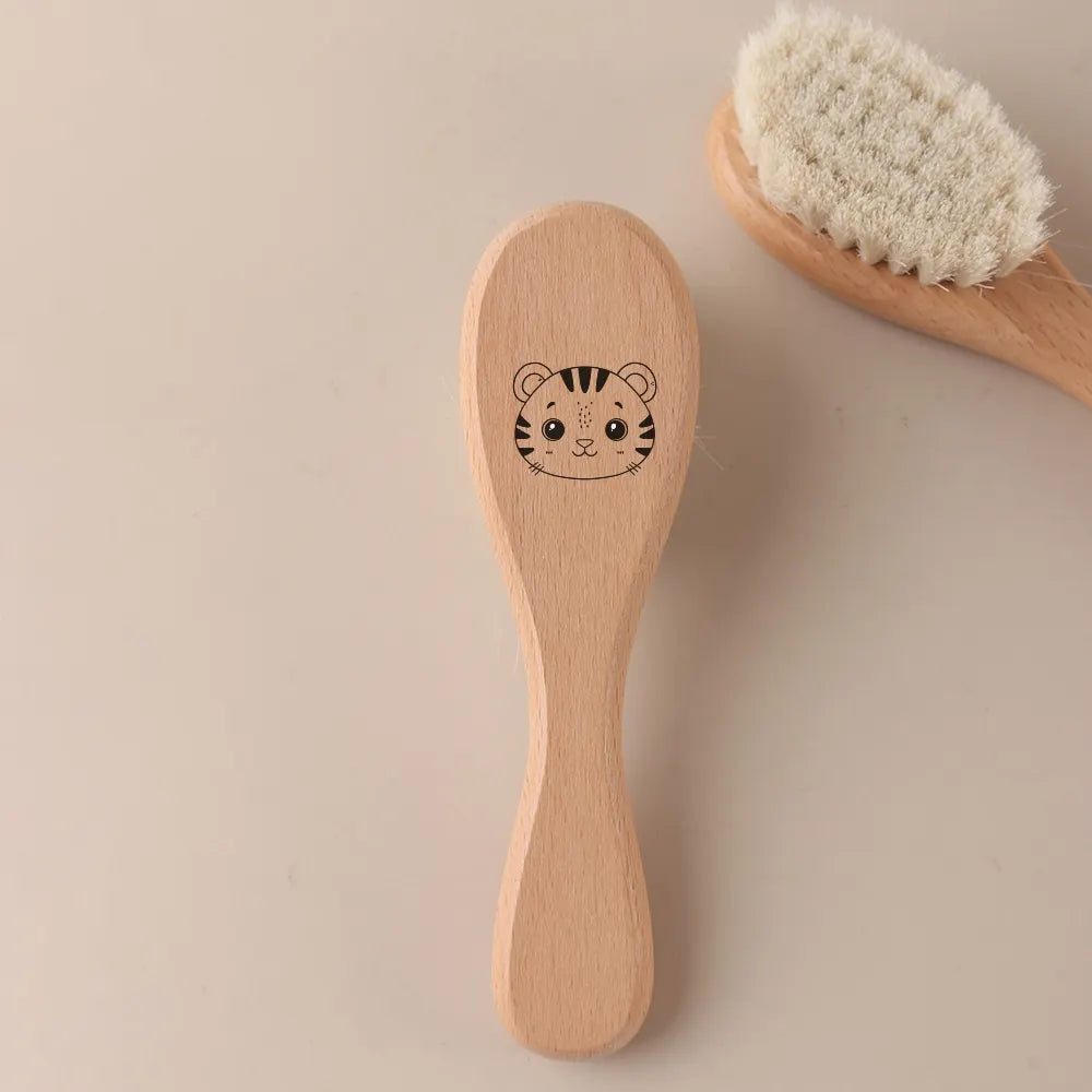 Saashi Custom Name Baby Hair Brush and Beechwood Comb Set