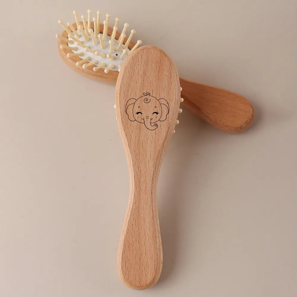 Saashi Custom Name Baby Hair Brush and Beechwood Comb Set