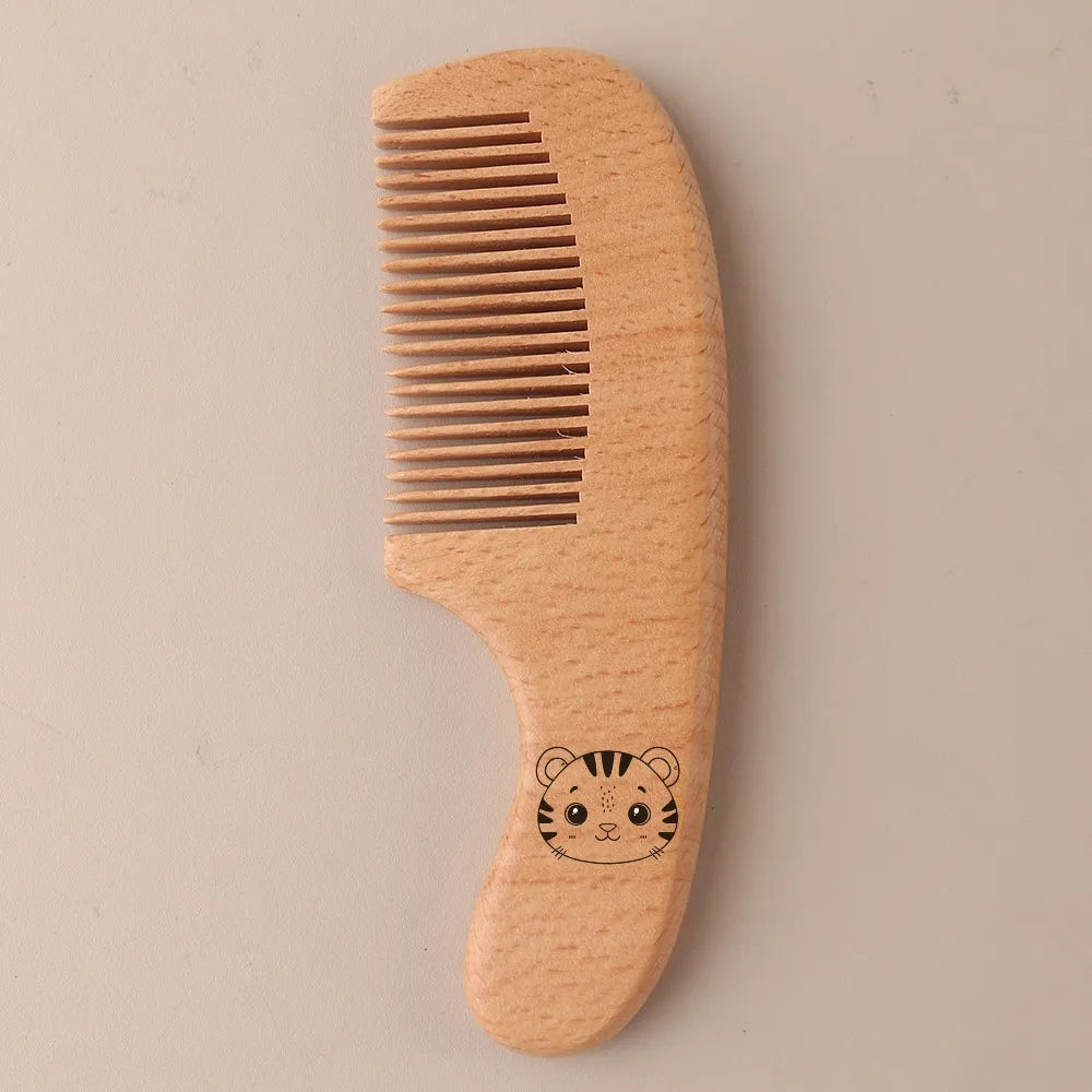 Saashi Custom Name Baby Hair Brush and Beechwood Comb Set