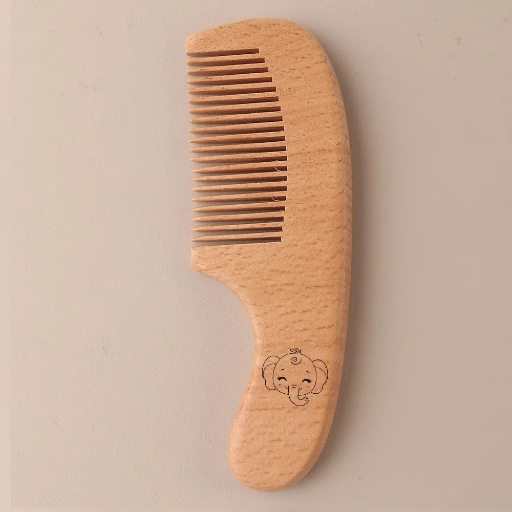 Saashi Custom Name Baby Hair Brush and Beechwood Comb Set