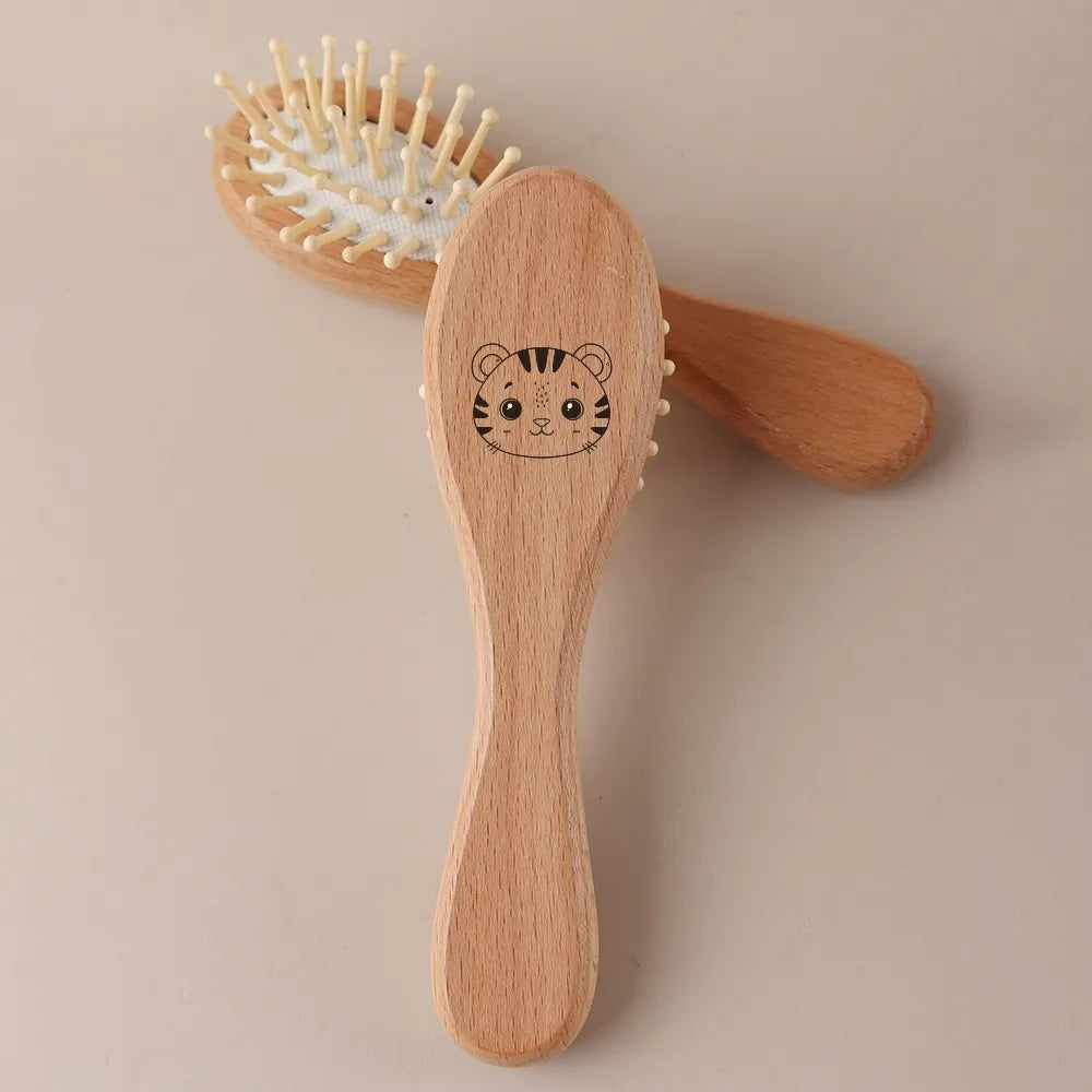 Saashi Custom Name Baby Hair Brush and Beechwood Comb Set