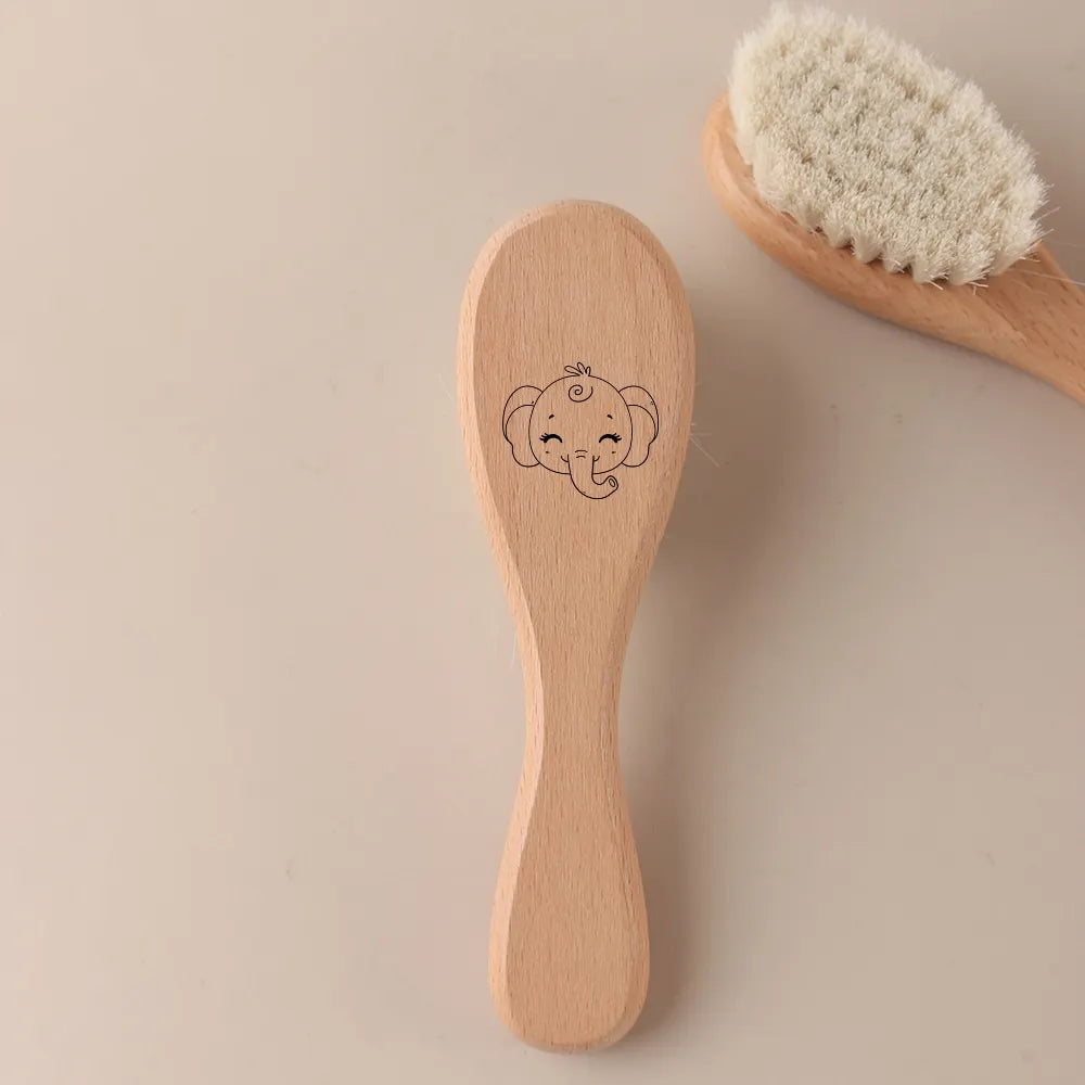 Saashi Custom Name Baby Hair Brush and Beechwood Comb Set